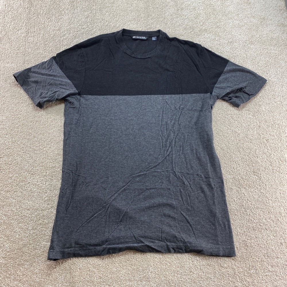 Travis Mathew Shirt Mens Large Black Grey Colorblock Pima Cotton Crew Neck